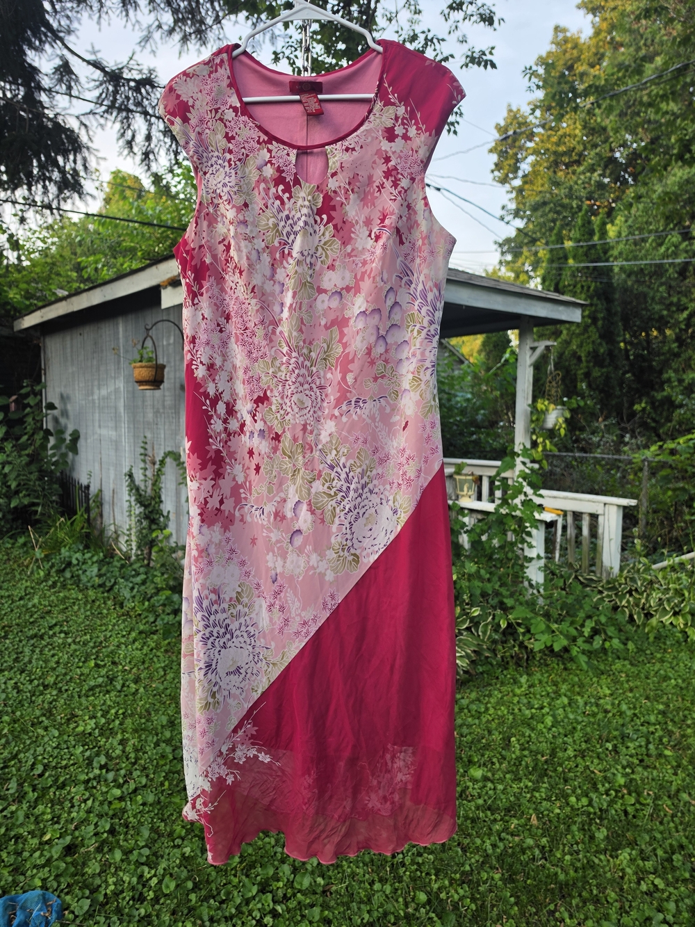 Vintage Sangria Sleeveless Floral Pink Panel Women's Dress
